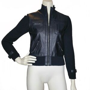Frost Leather Jacket with Wool Sweater Size M
